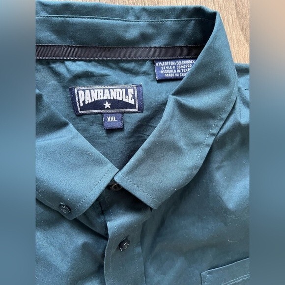 NWT Panhandle Teal Western Button Front Long Sleeve Pocket Cowboy Shirt size XXL - Picture 3 of 7